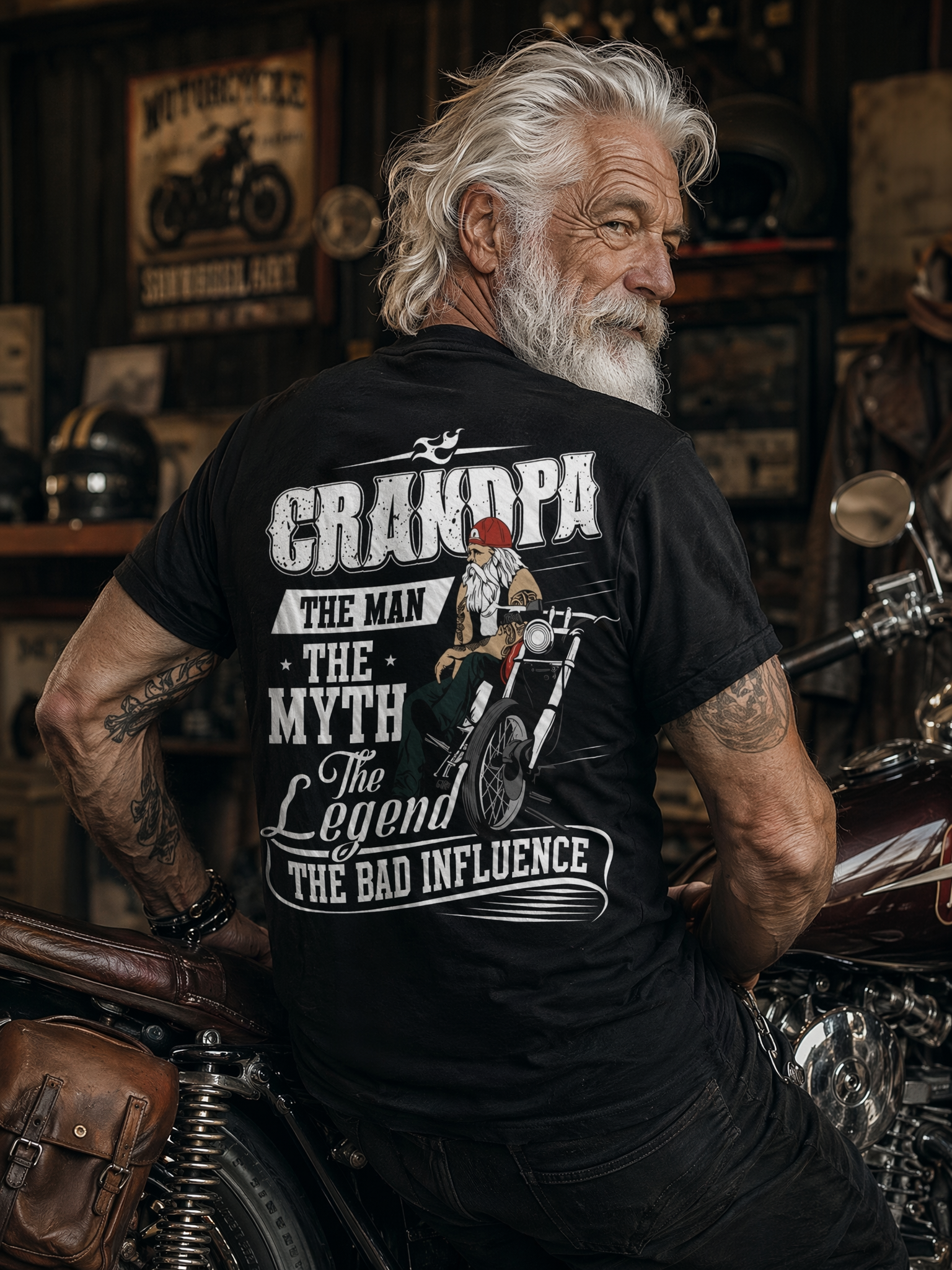 Grandpa The Legend Biker T-Shirt – Vintage Motorcycle Graphic Tee For Men