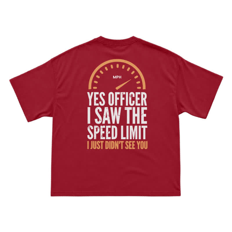 Yes Officer Speed Limit Joke Back Graphic T-Shirt - Red - US16-18(2XL) - image 15