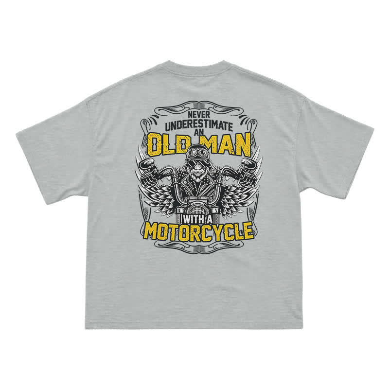 Never Underestimate an Old Man Motorcycle Graphic Cotton T-Shirt - Grey - US16-18(2XL) - image 13