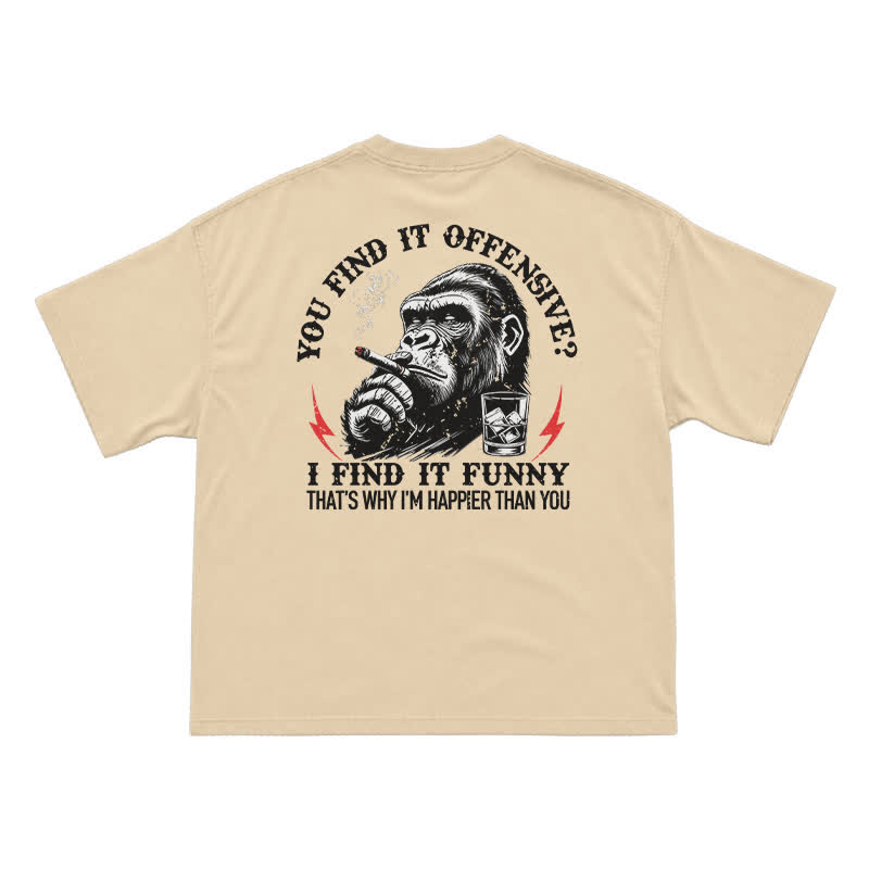 You Find It Offensive? I Find It Funny – Funny Gorilla Cigar T-Shirt for Men, Sarcastic Humor Graphic Tee - Apricot - US16-18(2XL) - image 13
