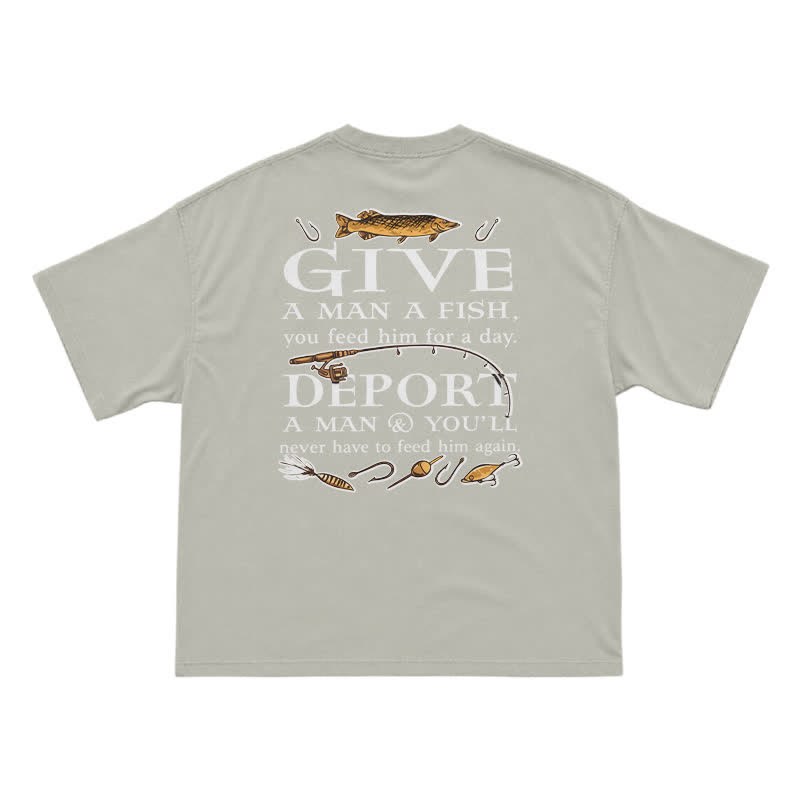 Vintage Fishing Statement Back Print T-Shirt - Warm Grey - US16-18(2XL) - image 7