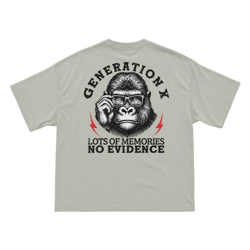 Generation X Lots Of Memories No Evidence Monkey T-shirt - Warm Grey - US16-18(2XL) - image 10