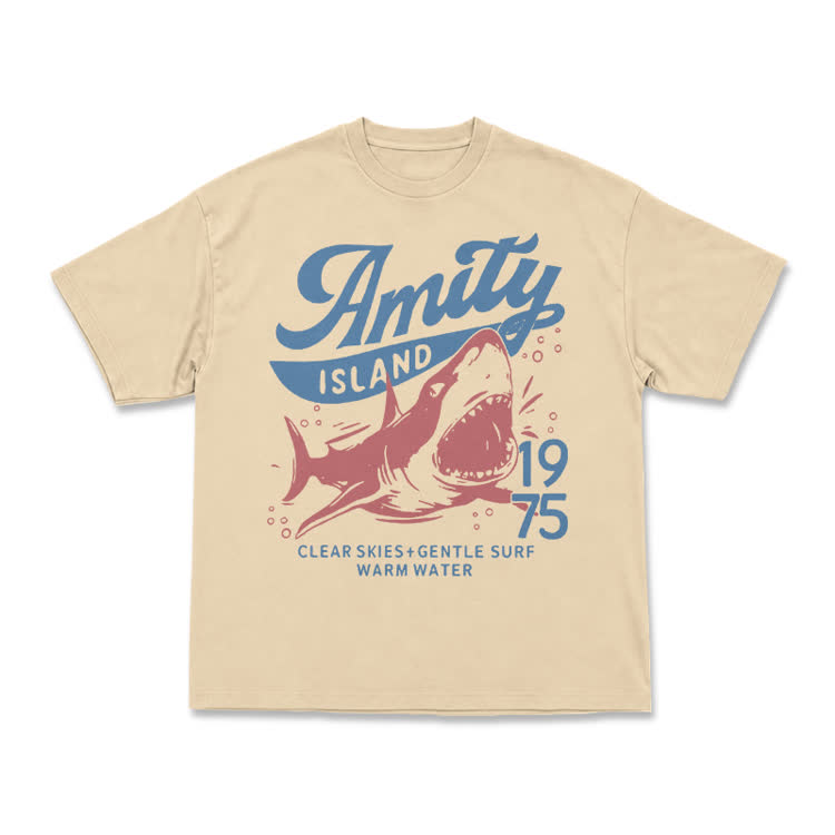 Vintage Amity Island 1975 Shark Graphic T-Shirt - Apricot - US16-18(2XL) - image 12