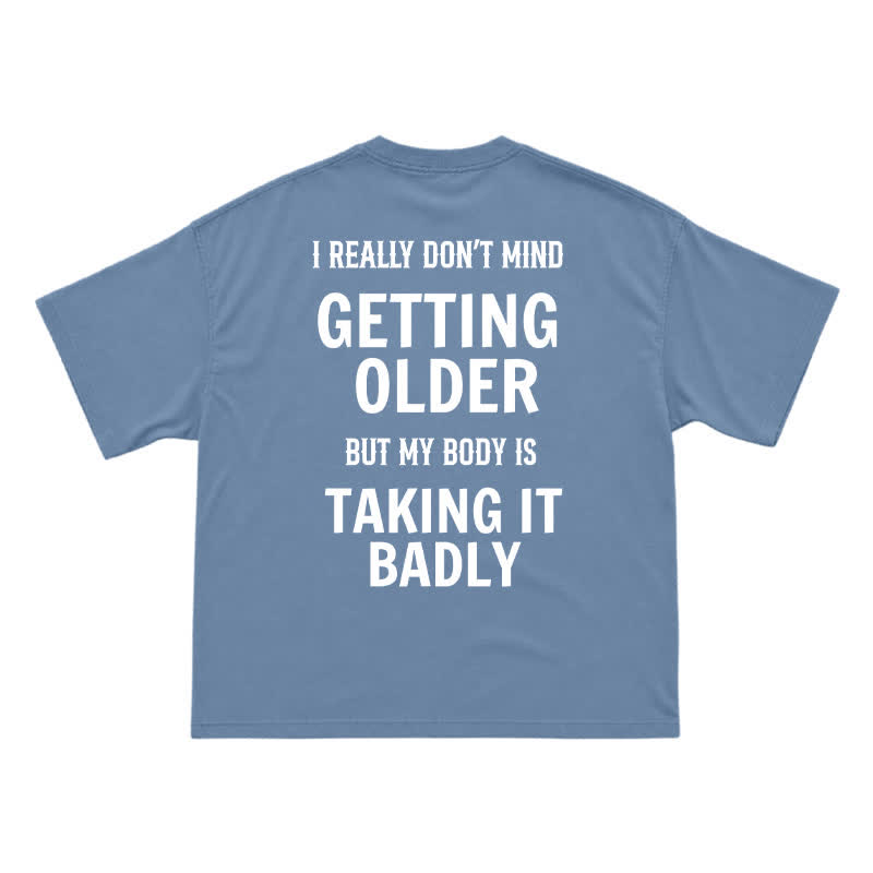 Casual Getting Older Humor Back Graphic Crew Neck T-Shirt - Dusty Blue - US16-18(2XL) - image 7