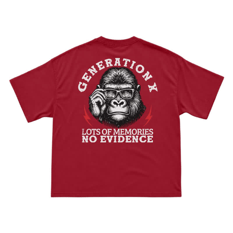 Generation X Lots Of Memories No Evidence Monkey T-shirt - Red - US16-18(2XL) - image 15