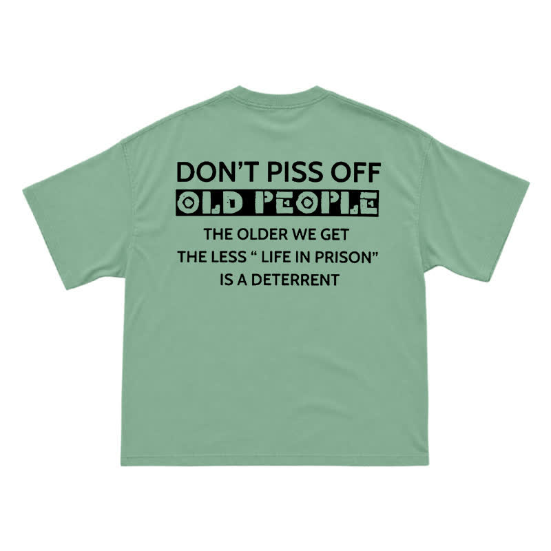 Casual Don't Piss Off Old People Back Graphic T-Shirt - Light Green - US16-18(2XL) - image 7
