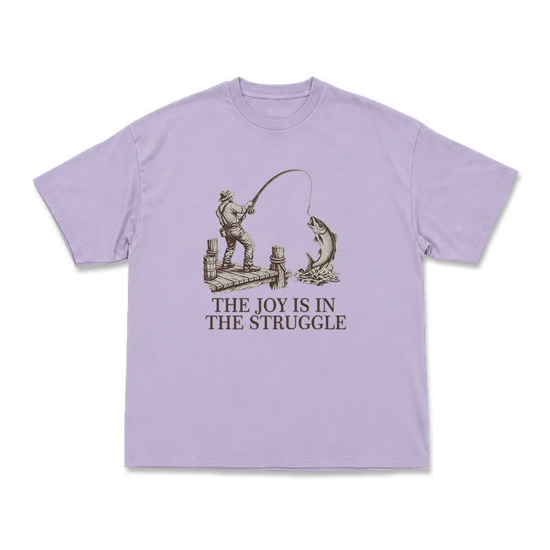 Fishing Long Sleeve T-Shirt, The Joy Is In The Struggle Angler Graphic Tee, Vintage Fisherman Gift, Outdoors Enthusiast Apparel, Retro - Purple - US16-18(2XL) - image 5