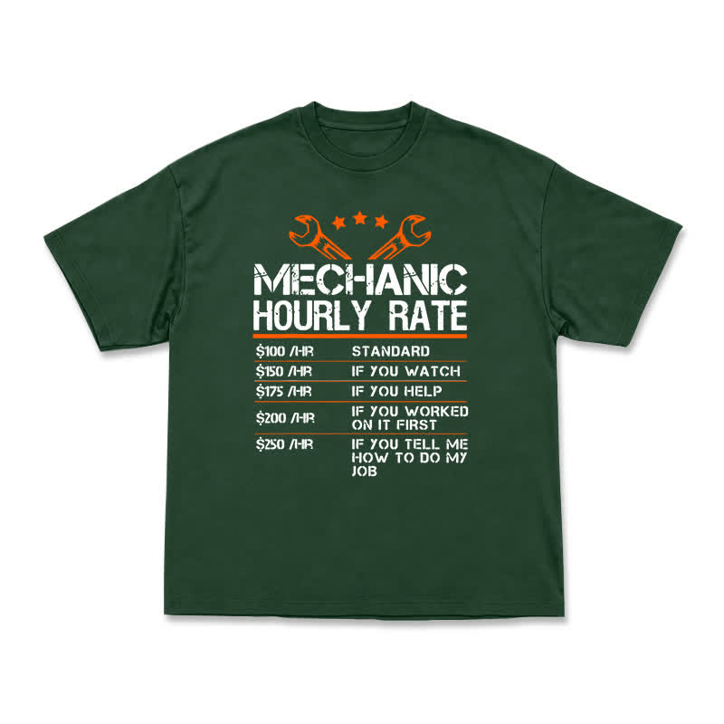 Vintage Mechanic Hourly Rate Graphic Crewneck T-Shirt - Green - US16-18(2XL) - image 3