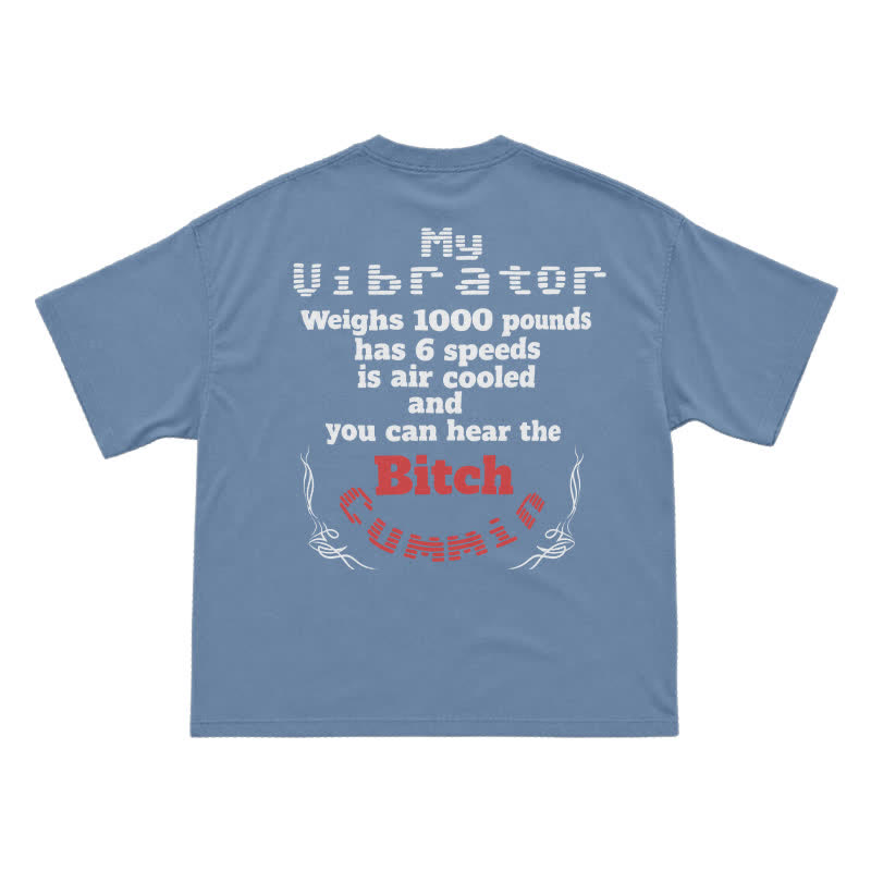 Casual Statement Back Print Crew Neck Cotton T-Shirt - Dusty Blue - US16-18(2XL) - image 15