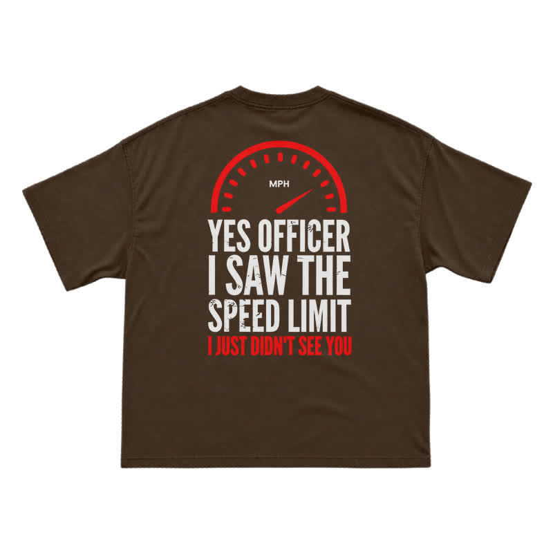 Yes Officer Speed Limit Joke Back Graphic T-Shirt - Coffee - US16-18(2XL) - image 13