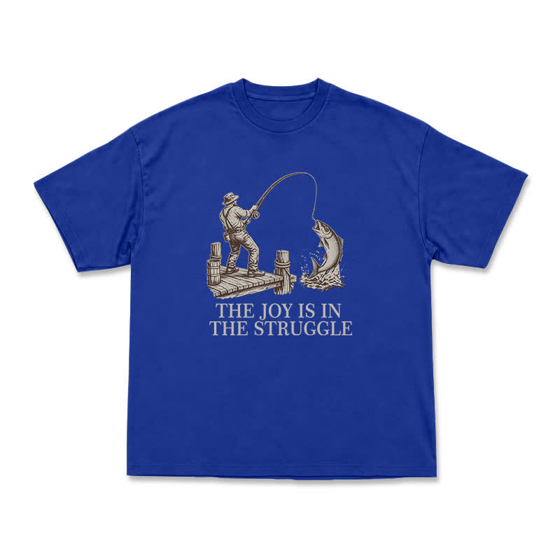 Fishing Long Sleeve T-Shirt, The Joy Is In The Struggle Angler Graphic Tee, Vintage Fisherman Gift, Outdoors Enthusiast Apparel, Retro - Blue - US16-18(2XL) - image 15