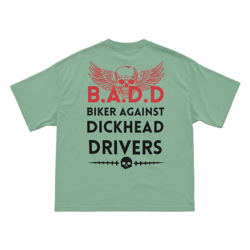 Biker Against Dickhead Drivers Statement Graphic T-Shirt - Light Green - US16-18(2XL) - image 5