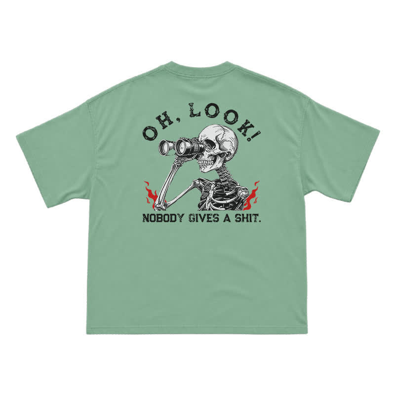 Nobody Gives A Shit Funny Skull Graphic T-Shirt for Men | Sarcastic Dark Humor Tee - Light Green - US16-18(2XL) - image 12