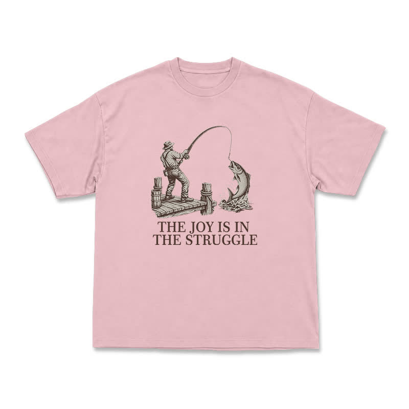 Fishing Long Sleeve T-Shirt, The Joy Is In The Struggle Angler Graphic Tee, Vintage Fisherman Gift, Outdoors Enthusiast Apparel, Retro - Pink - US16-18(2XL) - image 9