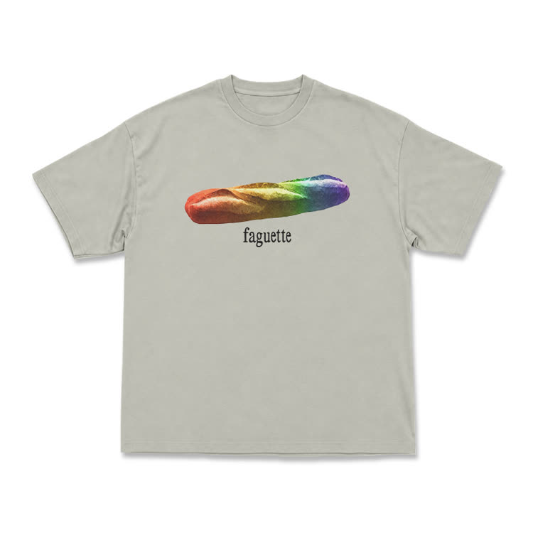 Playful Rainbow Baguette Graphic T-Shirt - Warm Grey - US16-18(2XL) - image 13