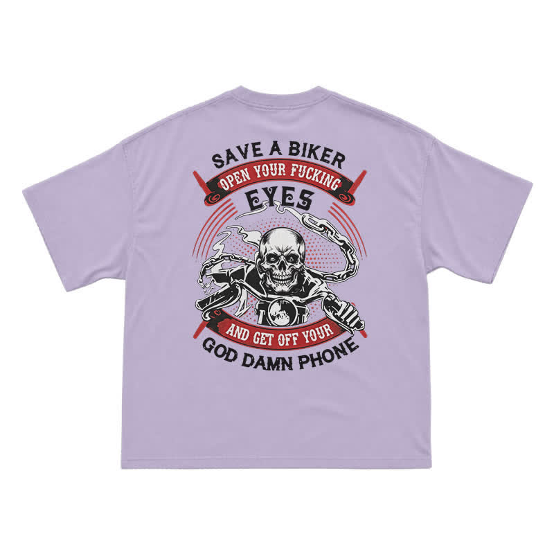 Rebel Skull Rider Back Graphic Oversized Streetwear T-Shirt - Purple - US16-18(2XL) - image 12
