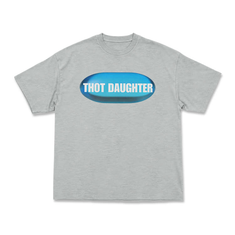 Casual THOT DAUGHTER Graphic Short Sleeve T Shirt - Grey - US16-18(2XL) - image 3