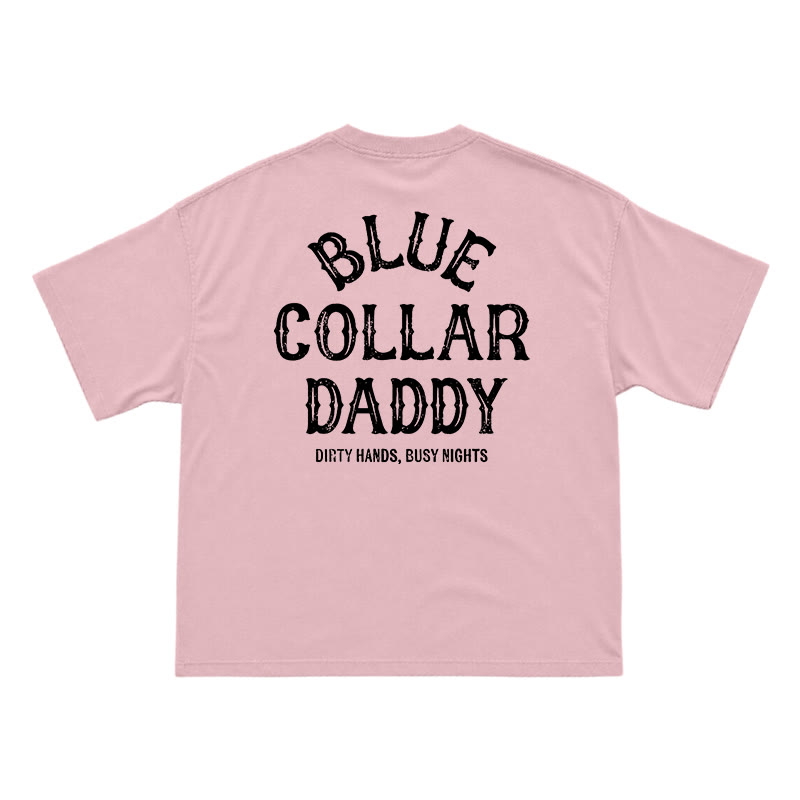 Relaxed Fit Blue Collar Daddy Distressed Slogan T-Shirt - Pink - US16-18(2XL) - image 11