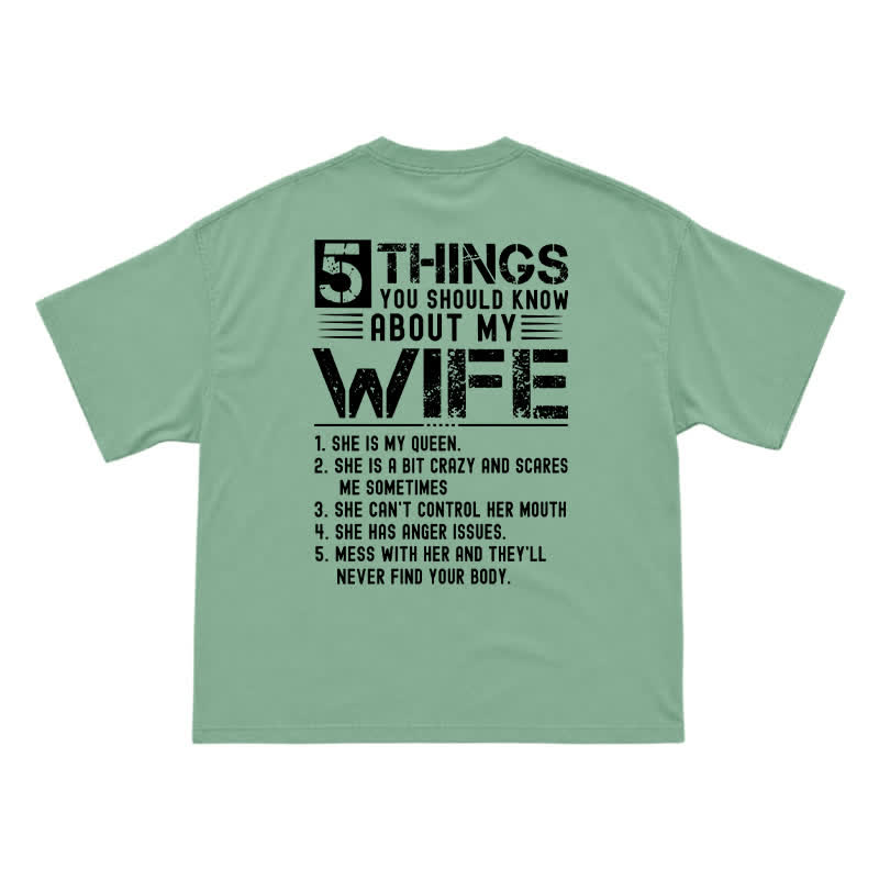Humorous My Wife Warning Back Graphic Boxy Crew Neck Gift T Shirt - Light Green - US16-18(2XL) - image 8