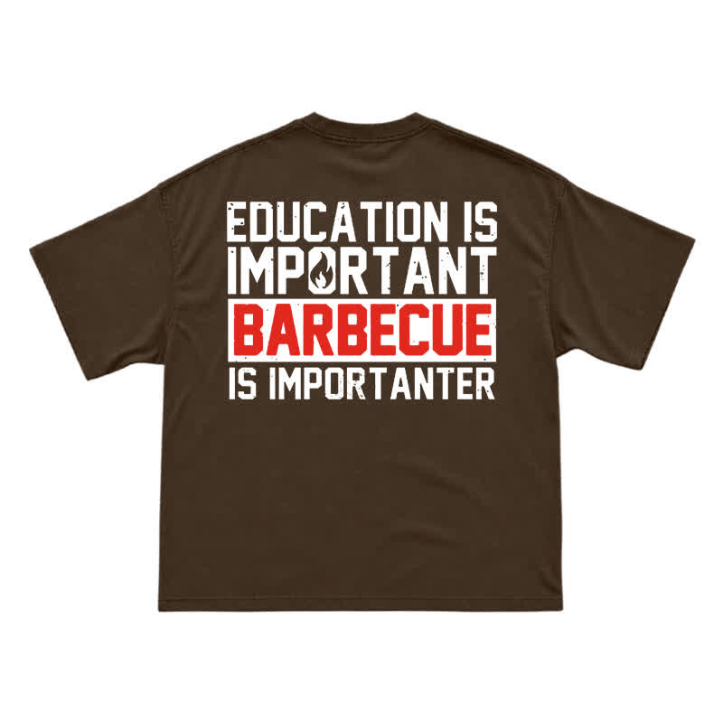 Street Casual Barbecue Slogan Back Print Unisex T-Shirt - Coffee - US16-18(2XL) - image 11