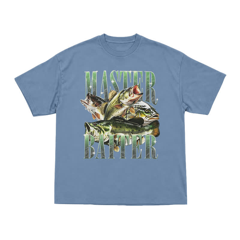 Master Baiter Bass Fishing Fisher T-Shirt - Dusty Blue - US16-18(2XL) - image 10