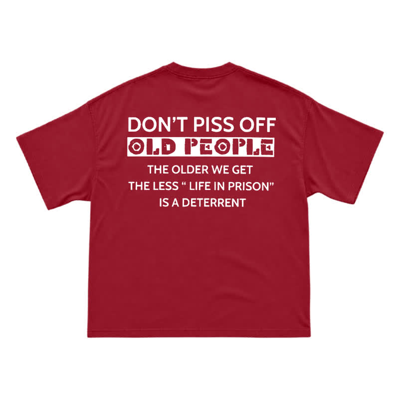 Casual Don't Piss Off Old People Back Graphic T-Shirt - Red - US16-18(2XL) - image 9