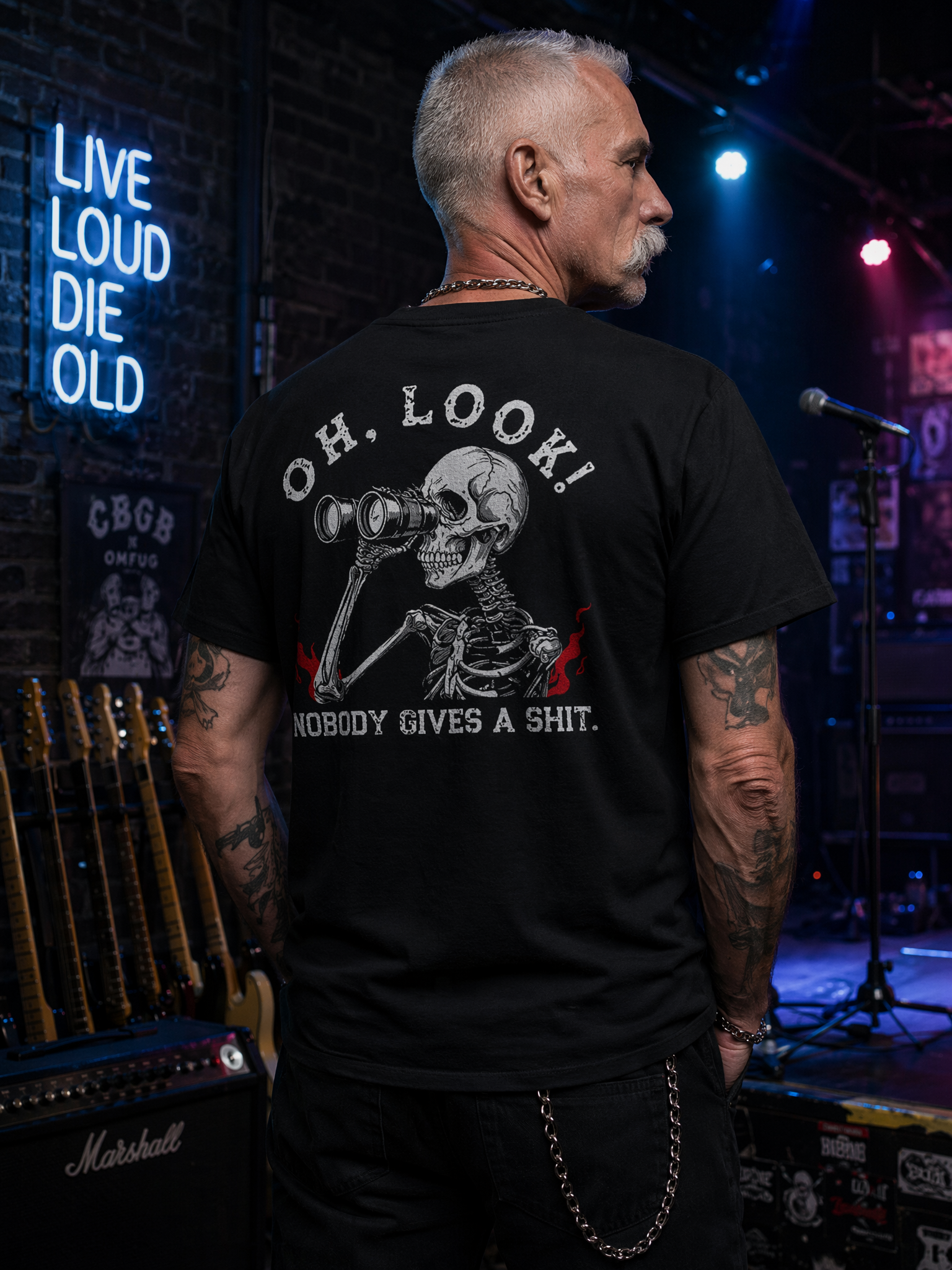 Nobody Gives A Shit Funny Skull Graphic T-Shirt for Men | Sarcastic Dark Humor Tee