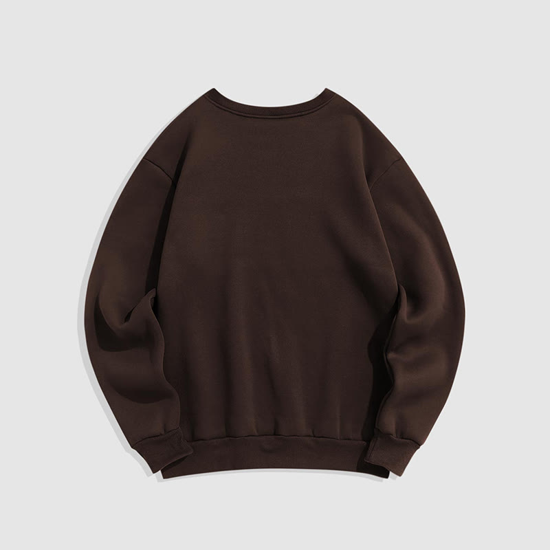 100% Cotton Solid Color Round Neck Casual Fleece Sweatshirt - image 3