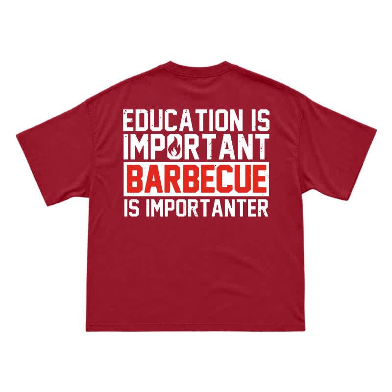 Street Casual Barbecue Slogan Back Print Unisex T-Shirt - Red - US16-18(2XL) - image 9