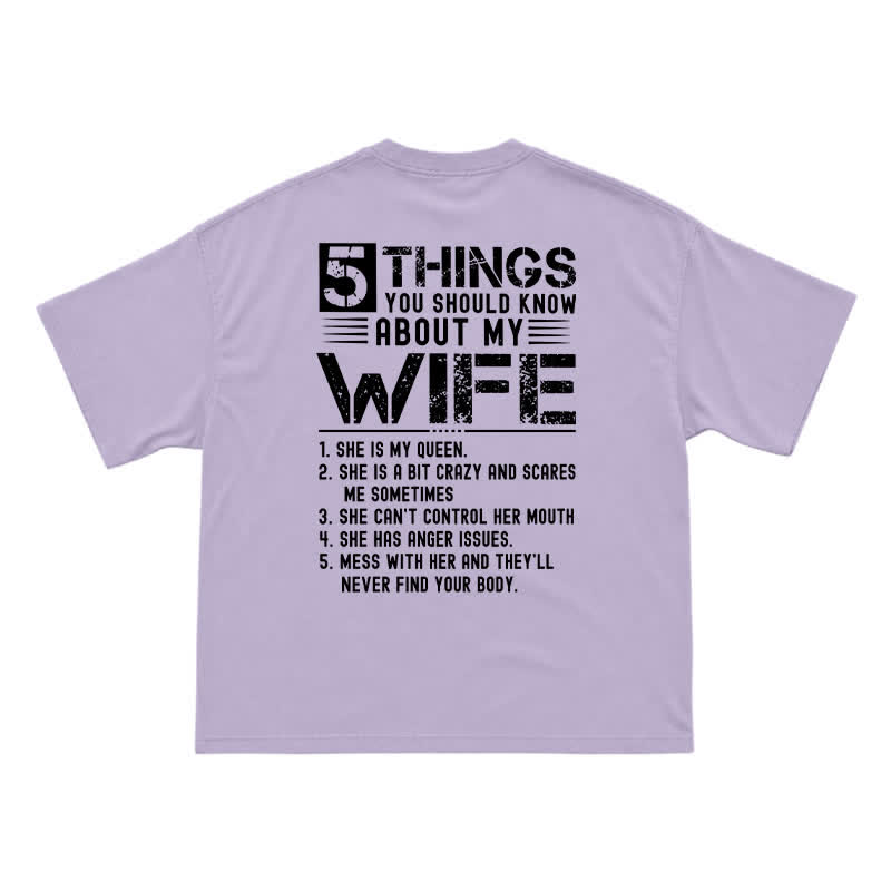 Humorous My Wife Warning Back Graphic Boxy Crew Neck Gift T Shirt - Purple - US16-18(2XL) - image 11