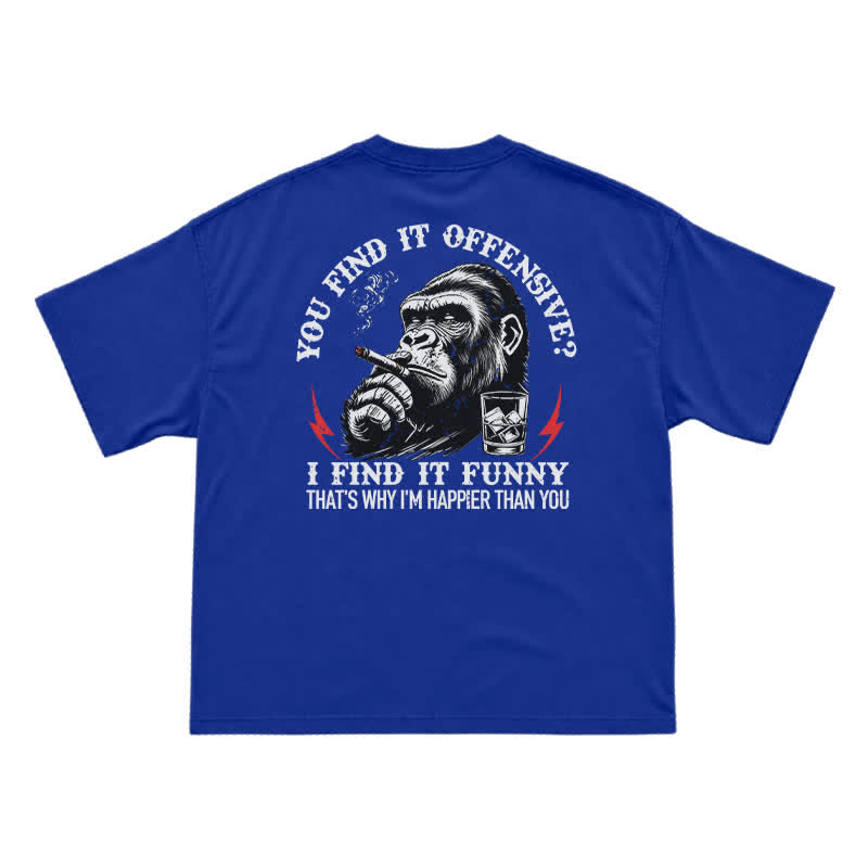 You Find It Offensive? I Find It Funny – Funny Gorilla Cigar T-Shirt for Men, Sarcastic Humor Graphic Tee - Blue - US16-18(2XL) - image 15