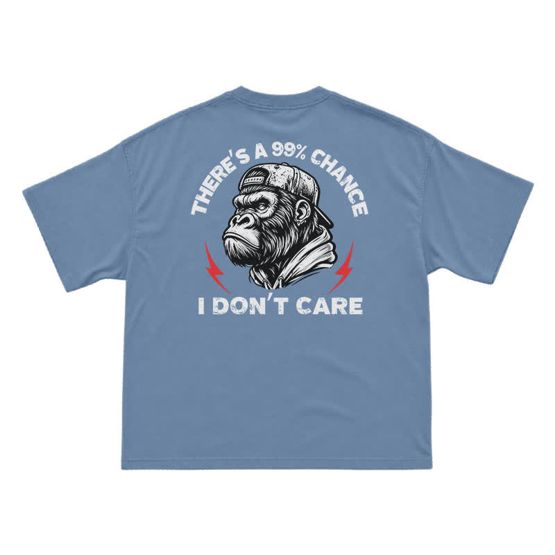 99% Chance I Don’t Care T-Shirt – Funny Gorilla Graphic Tee for Men, Sarcastic Attitude Shirt - Dusty Blue - US16-18(2XL) - image 8