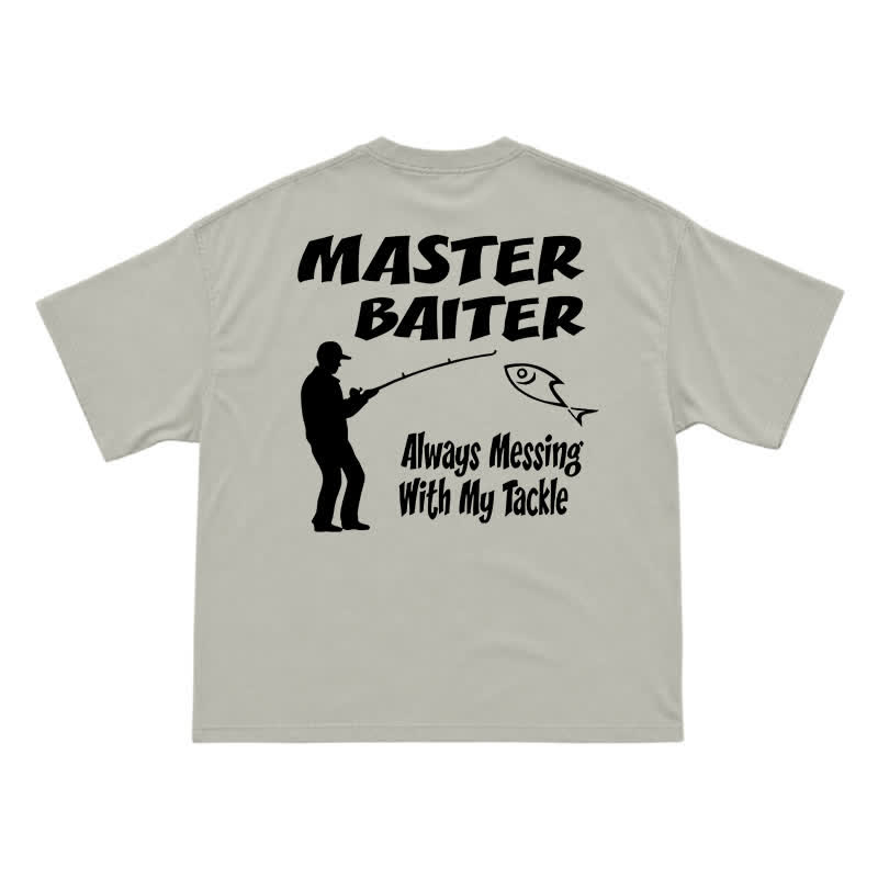 Funny Fishing Slogan Relaxed Fit Back Print T-Shirt - Warm Grey - US16-18(2XL) - image 6
