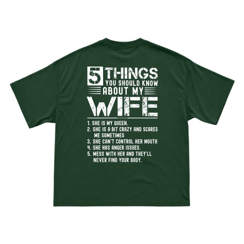 Humorous My Wife Warning Back Graphic Boxy Crew Neck Gift T Shirt - Green - US16-18(2XL) - image 3