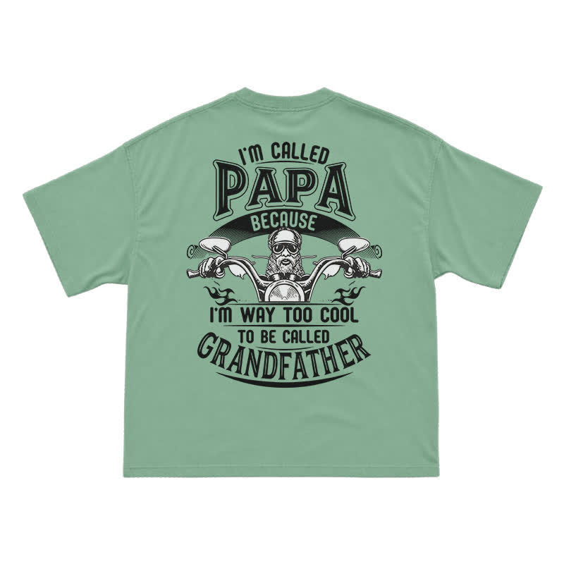 I'm Called Papa Because I'm Too Cool – Funny Grandpa Motorcycle T-Shirt - Light Green - US16-18(2XL) - image 6