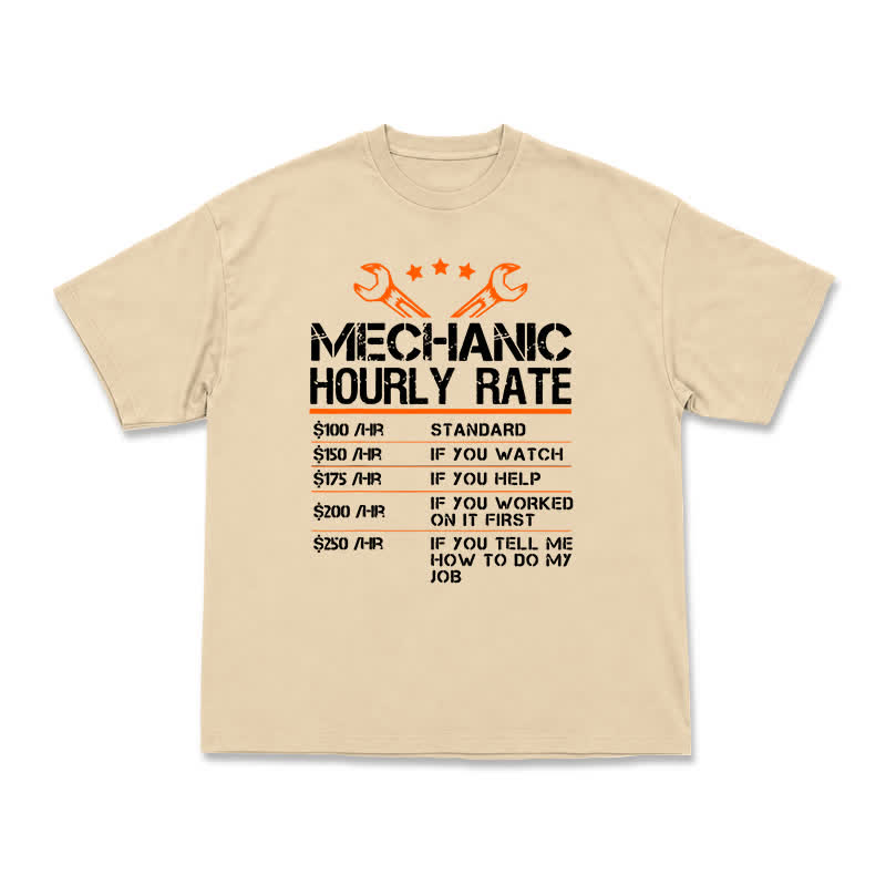 Vintage Mechanic Hourly Rate Graphic Crewneck T-Shirt - Apricot - US16-18(2XL) - image 14