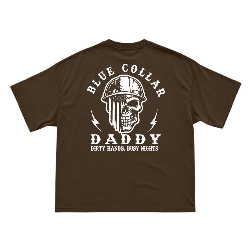 Retro Industrial Helmet Skull Loose Fit Streetwear Graphic T-Shirt - Coffee - US16-18(2XL) - image 14