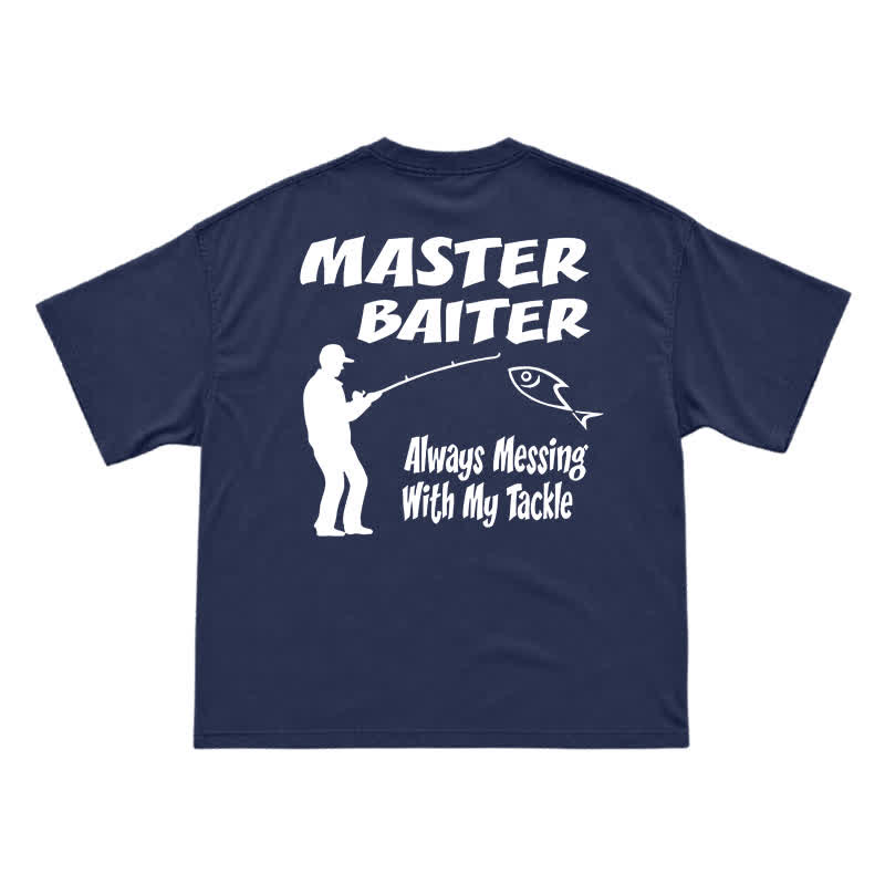Funny Fishing Slogan Relaxed Fit Back Print T-Shirt - Navy Blue - US16-18(2XL) - image 13