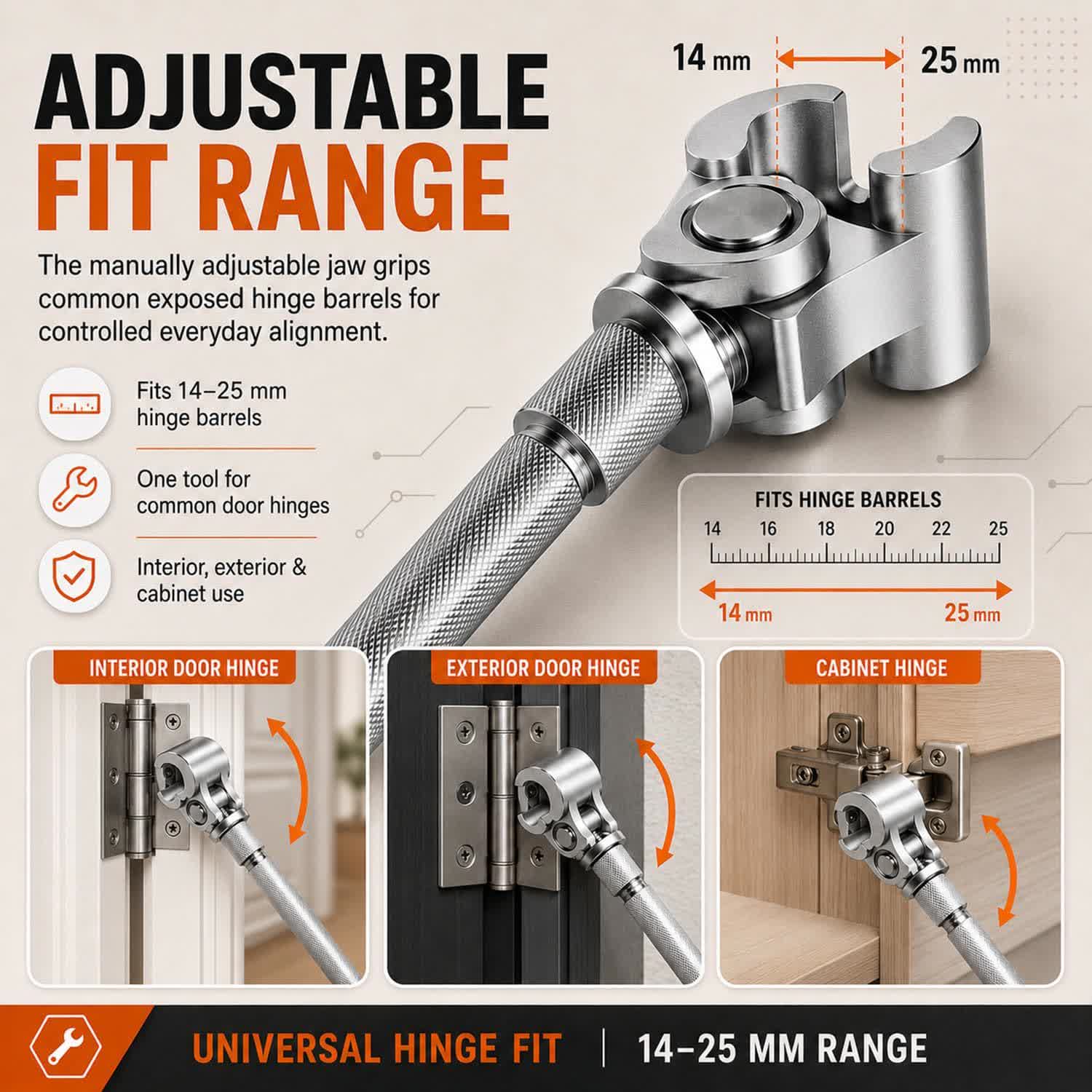 Universal Adjustable Door Hinge Wrench, Door Hinge Adjustment Tool - image 7
