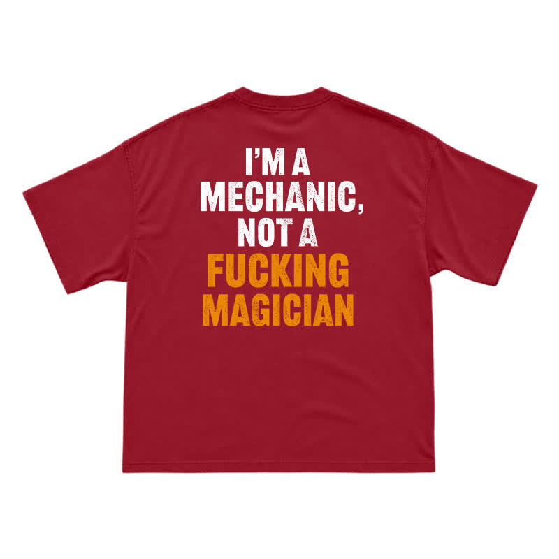 Relaxed Fit Mechanic Attitude Graphic Back Print T-Shirt - Red - US16-18(2XL) - image 11
