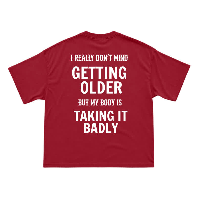 Casual Getting Older Humor Back Graphic Crew Neck T-Shirt - Red - US16-18(2XL) - image 3