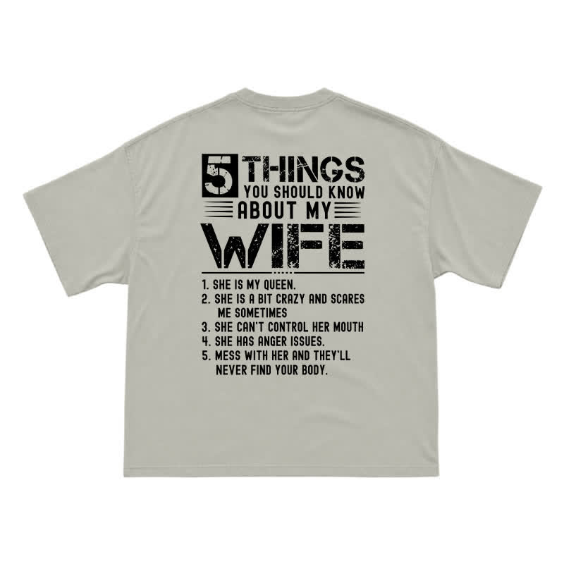 Humorous My Wife Warning Back Graphic Boxy Crew Neck Gift T Shirt - Warm Grey - US16-18(2XL) - image 7