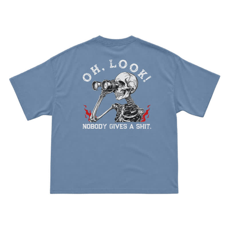 Nobody Gives A Shit Funny Skull Graphic T-Shirt for Men | Sarcastic Dark Humor Tee - Dusty Blue - US16-18(2XL) - image 8