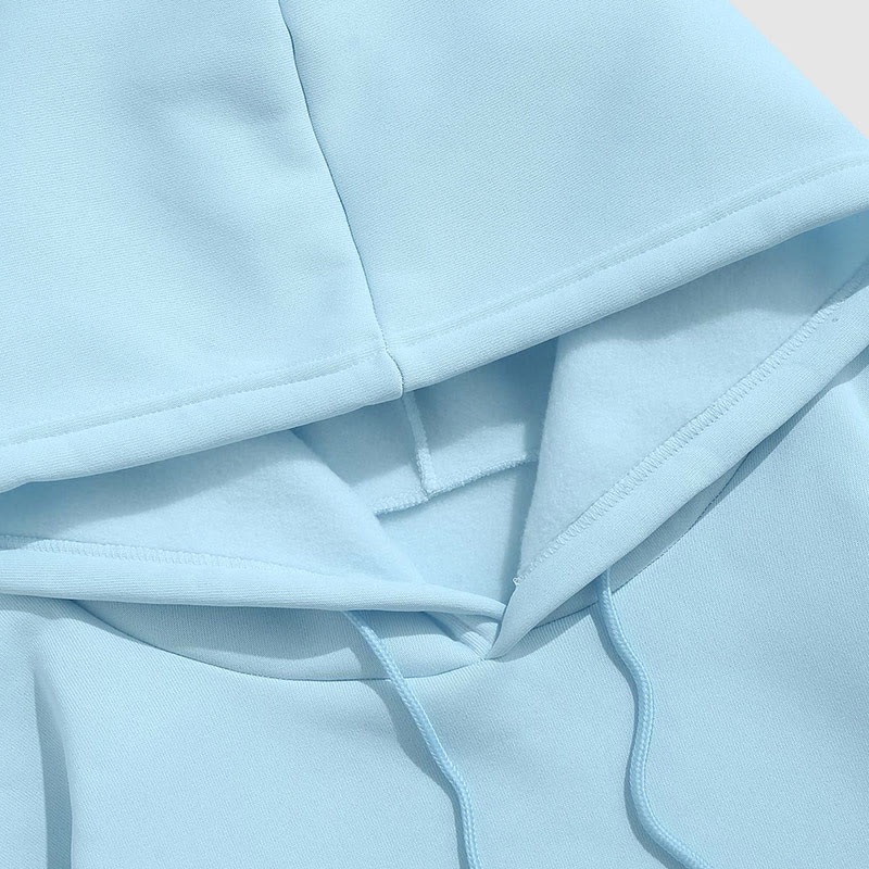 100% Cotton Solid Color Hooded Drawstring Casual Fleece Hoodie - image 4