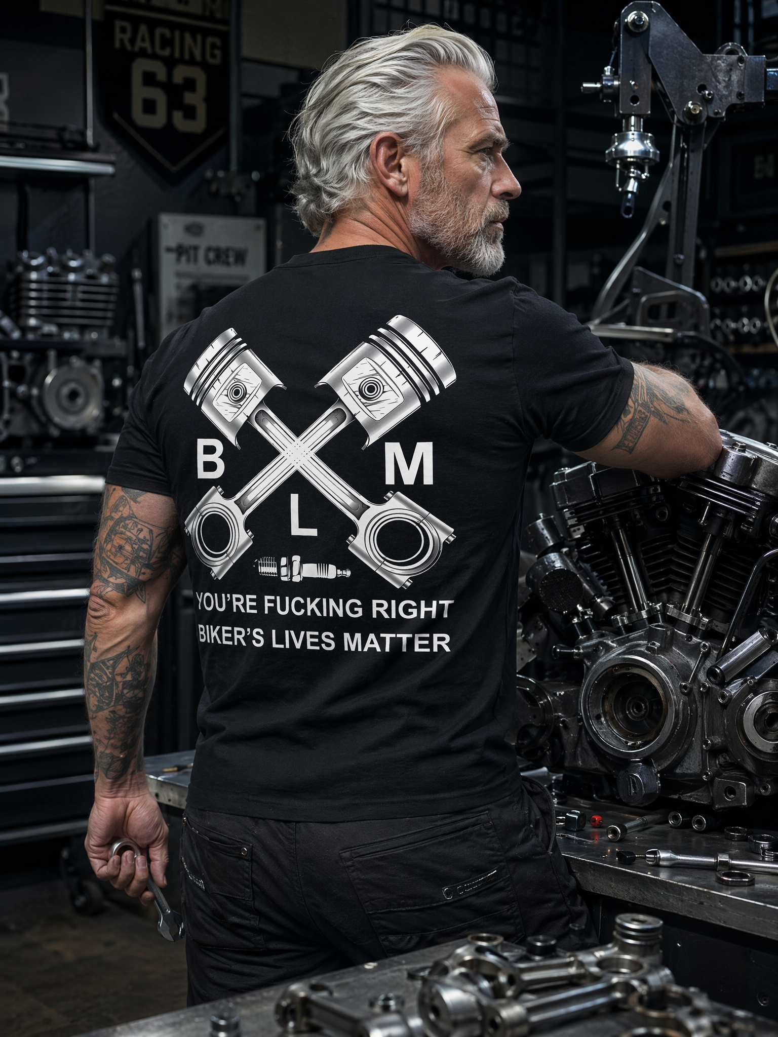 Motorcycle Engine T-Shirt – Vintage Biker Garage Graphic Tee For Men