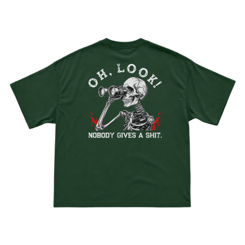 Nobody Gives A Shit Funny Skull Graphic T-Shirt for Men | Sarcastic Dark Humor Tee - Green - US16-18(2XL) - image 7
