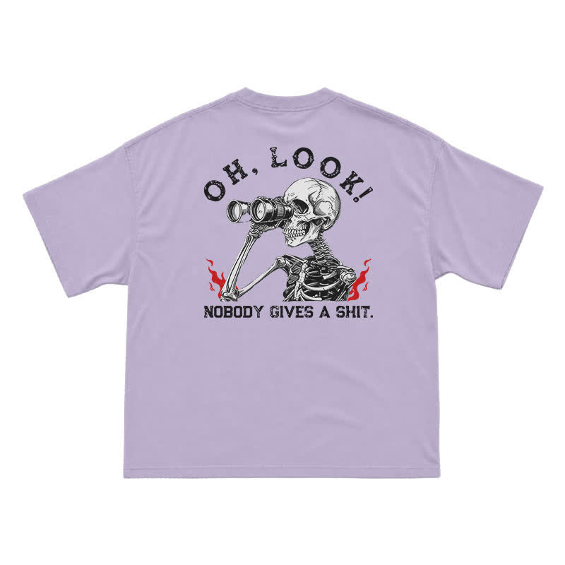 Nobody Gives A Shit Funny Skull Graphic T-Shirt for Men | Sarcastic Dark Humor Tee - Purple - US16-18(2XL) - image 6