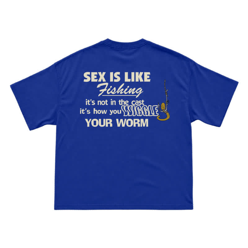 Wiggle Your Worm Graphic Oversized Short Sleeve T-Shirt - Blue - US16-18(2XL) - image 12