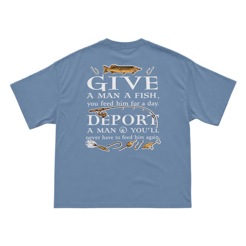Vintage Fishing Statement Back Print T-Shirt - Dusty Blue - US16-18(2XL) - image 9