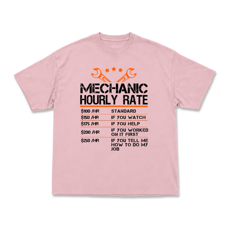 Vintage Mechanic Hourly Rate Graphic Crewneck T-Shirt - Pink - US16-18(2XL) - image 6